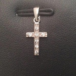 14K REAL WHITE GOLD VERY SMALL CROSS CHARM PENDANT